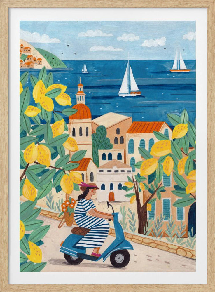 Reseposter kvinna på Amalfikusten, Italien | Poster
