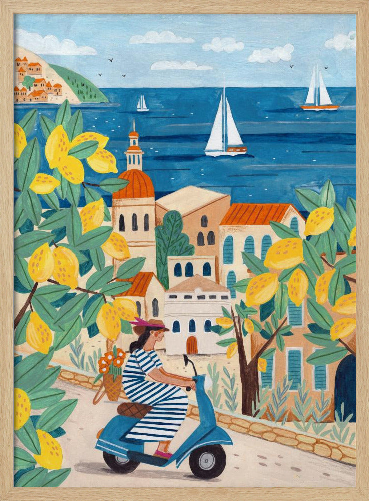 Reisen Poster - Kunstdruck Frau an der Amalfiküste, Italien | Poster - Kunstdruck