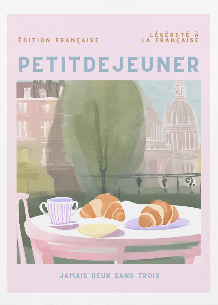 Petit Dejeuner, Croissanter, Paris, Pastell | Affisch