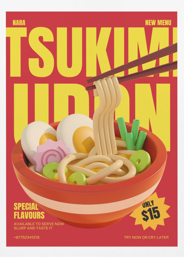 Tsukimi Udon Meny | Affisch