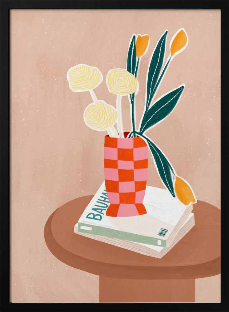 Blomma med en rutig röd vas | Poster