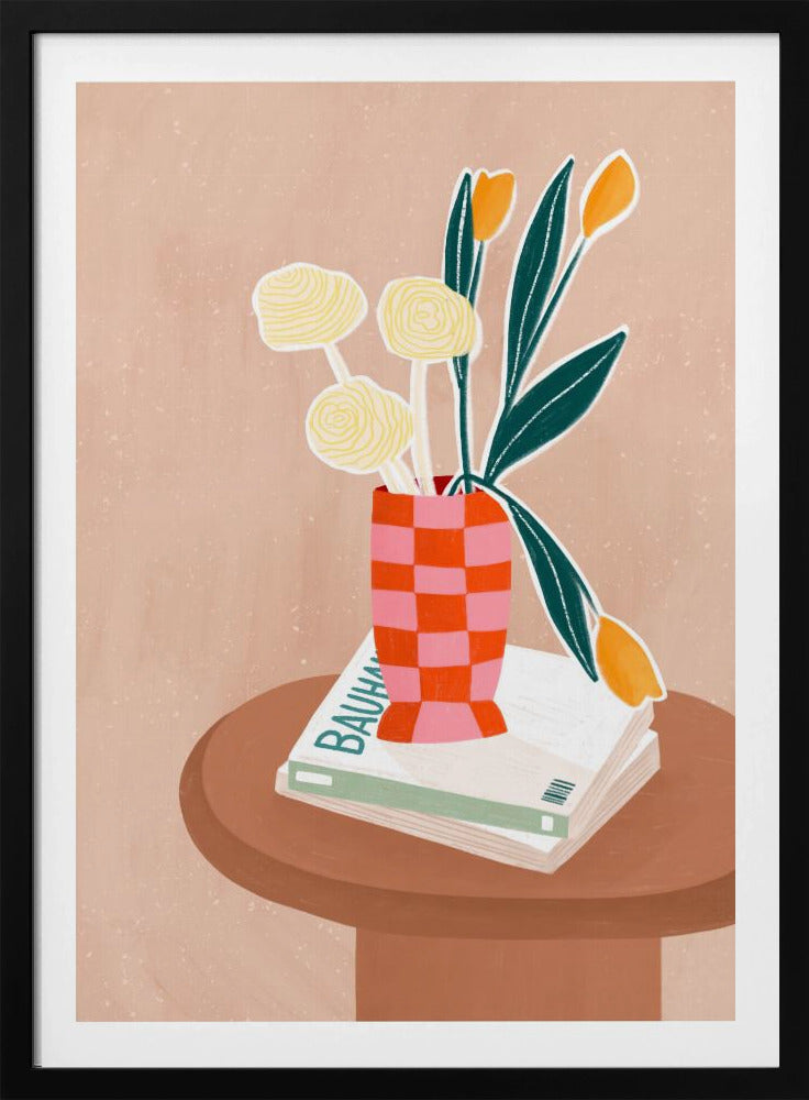 Blomma med en rutig röd vas | Poster