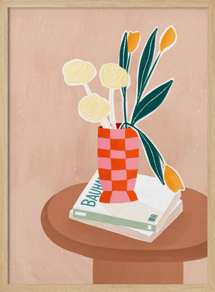 Blomma med en rutig röd vas | Poster