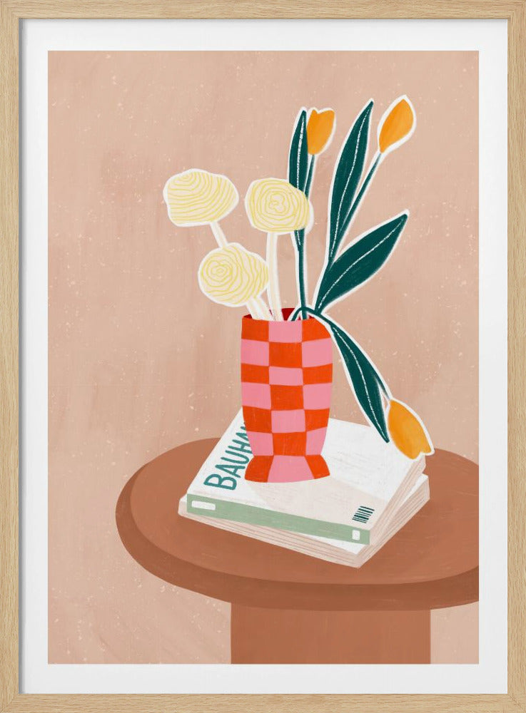 Blomma med en rutig röd vas | Poster