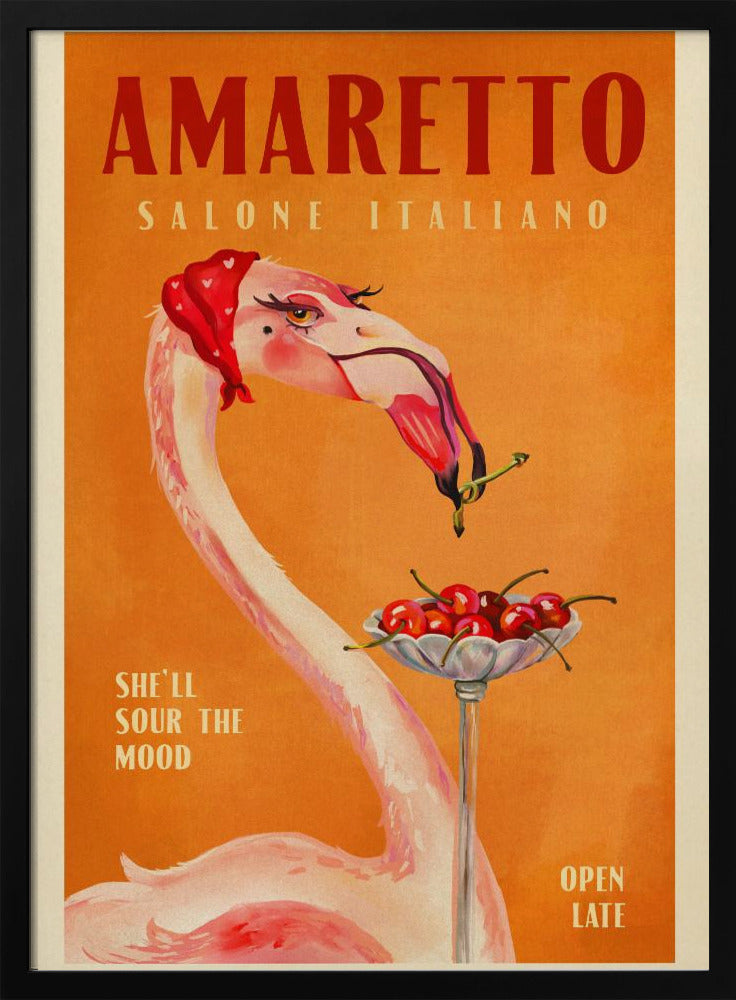 Amaretto Flamingo Art Deco Italiensk Café Resekonst | Poster