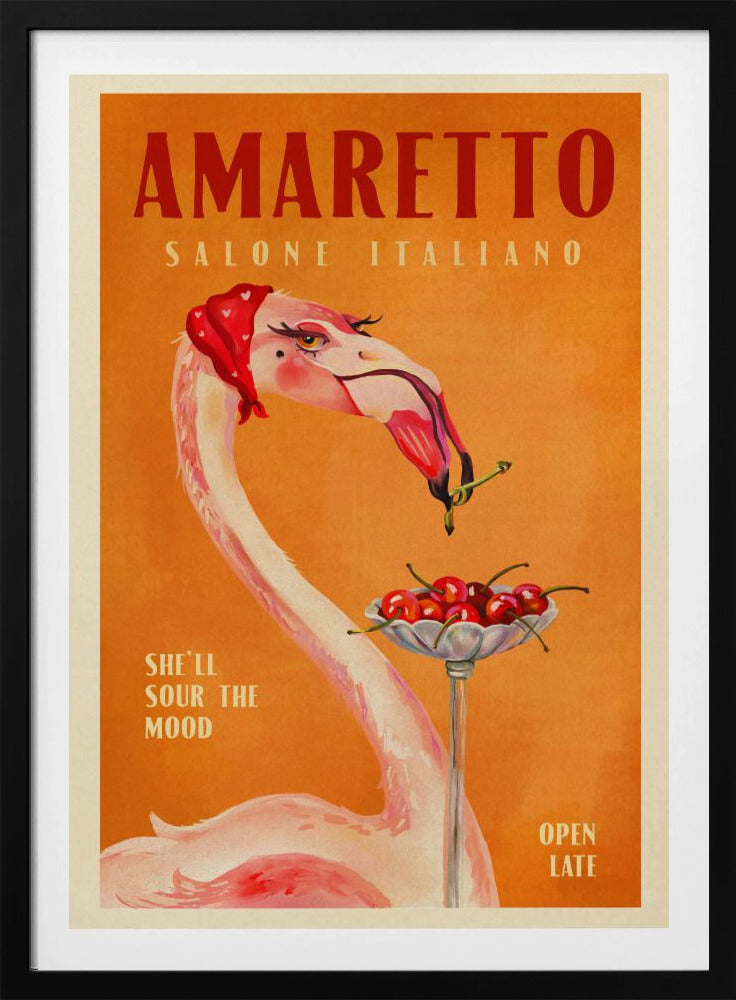 Amaretto Flamingo Art Deco Italiensk Café Resekonst | Poster