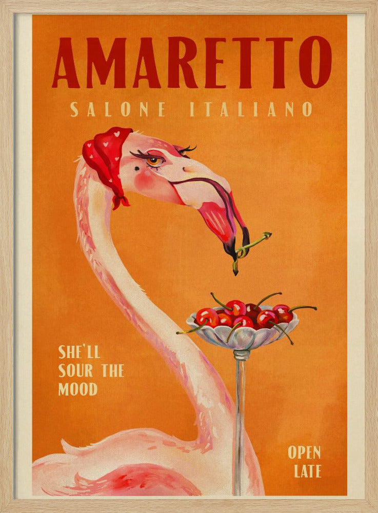 Amaretto Flamingo Art Deco Italiensk Café Resekonst | Poster