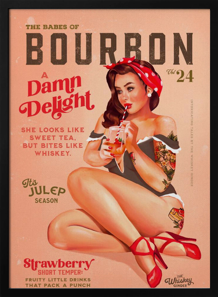 Bourbon Babes Vol 22 Vintage Pinup Flicka Dricker En Cocktail | Poster