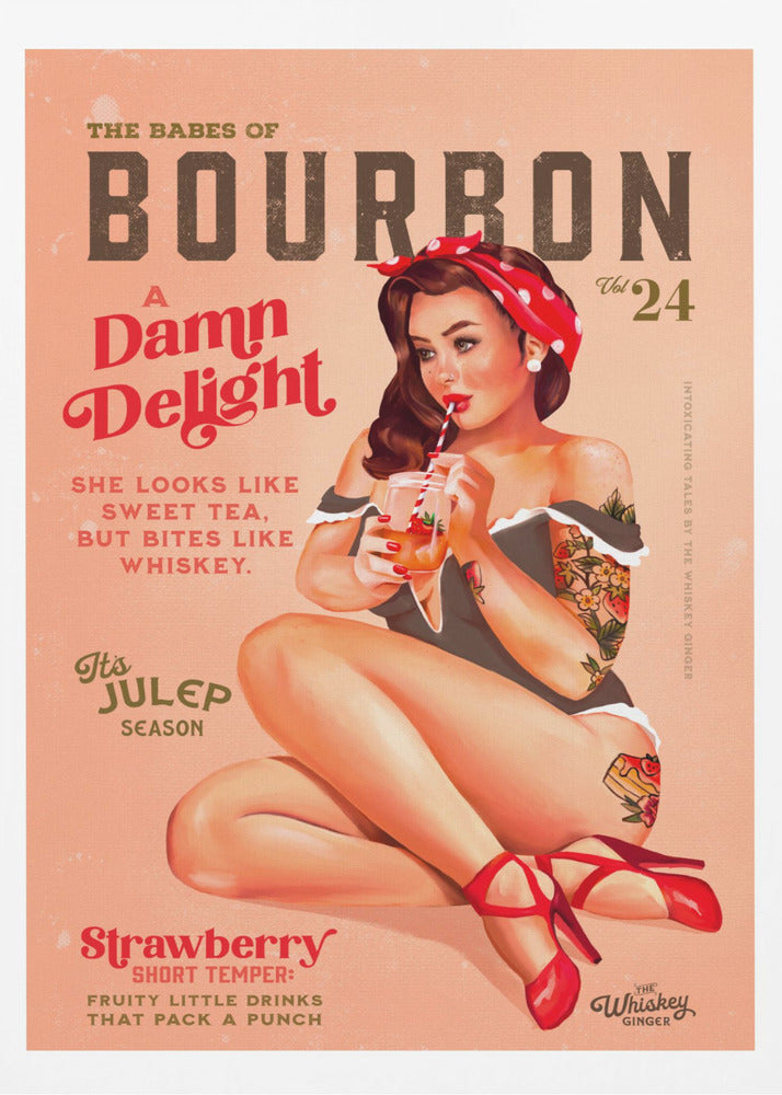Bourbon Babes Vol 22 Vintage Pinup Flicka Dricker En Cocktail | Poster