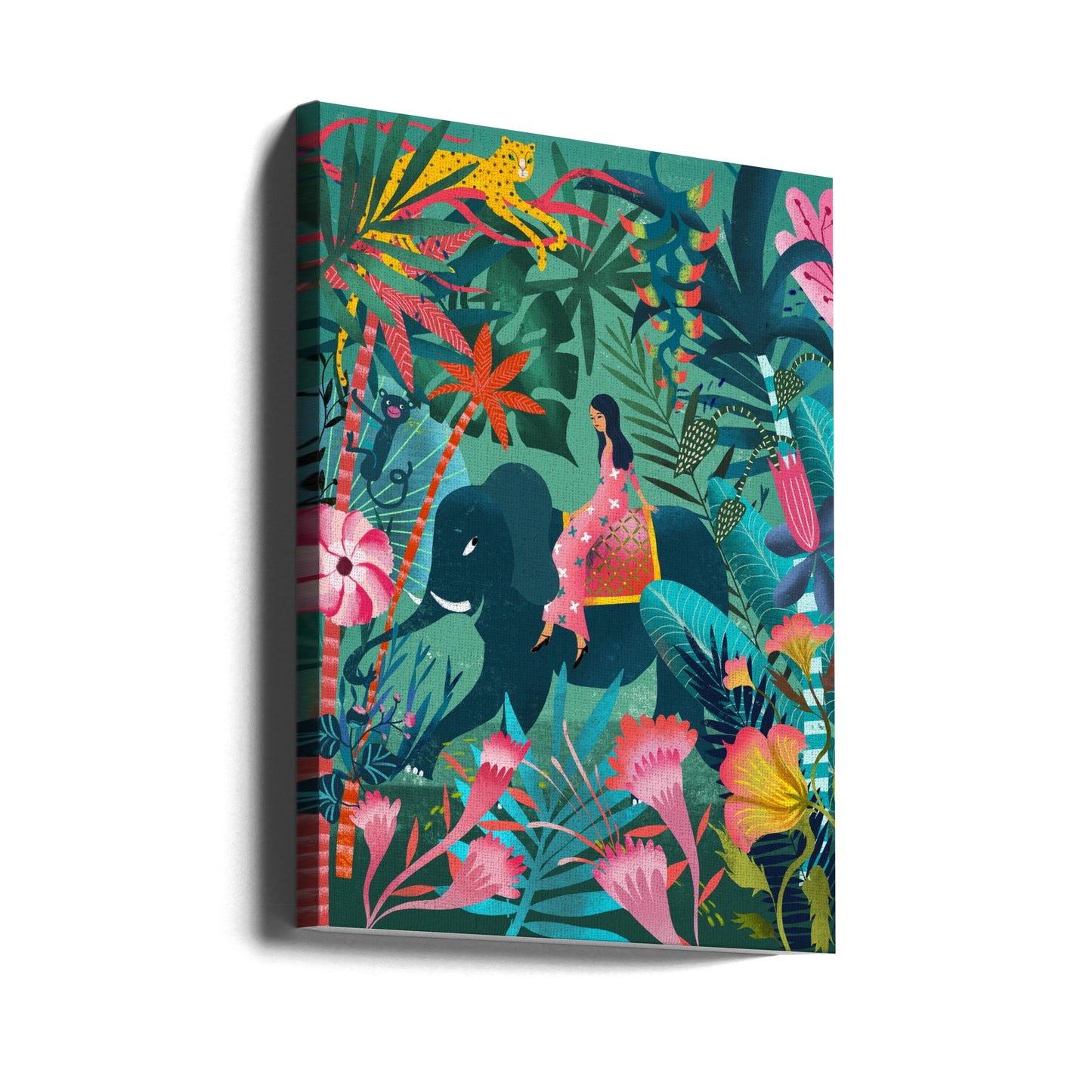 Elefantridning i djungeln | Canvasduk