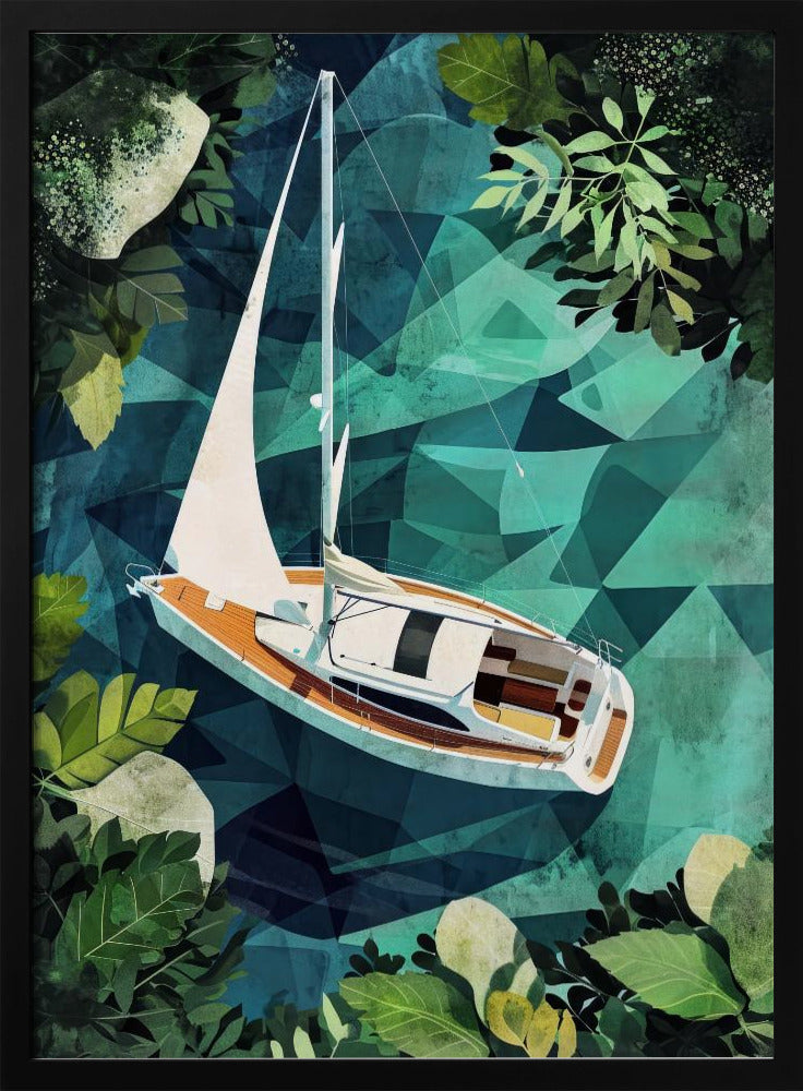 Vacation Yachting Watercolor Digital Painting (2) | Poster