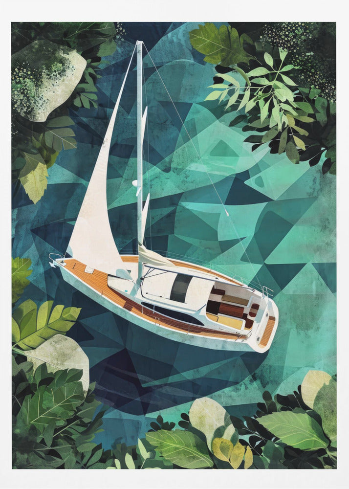 Vacation Yachting Watercolor Digital Painting (2) | Poster