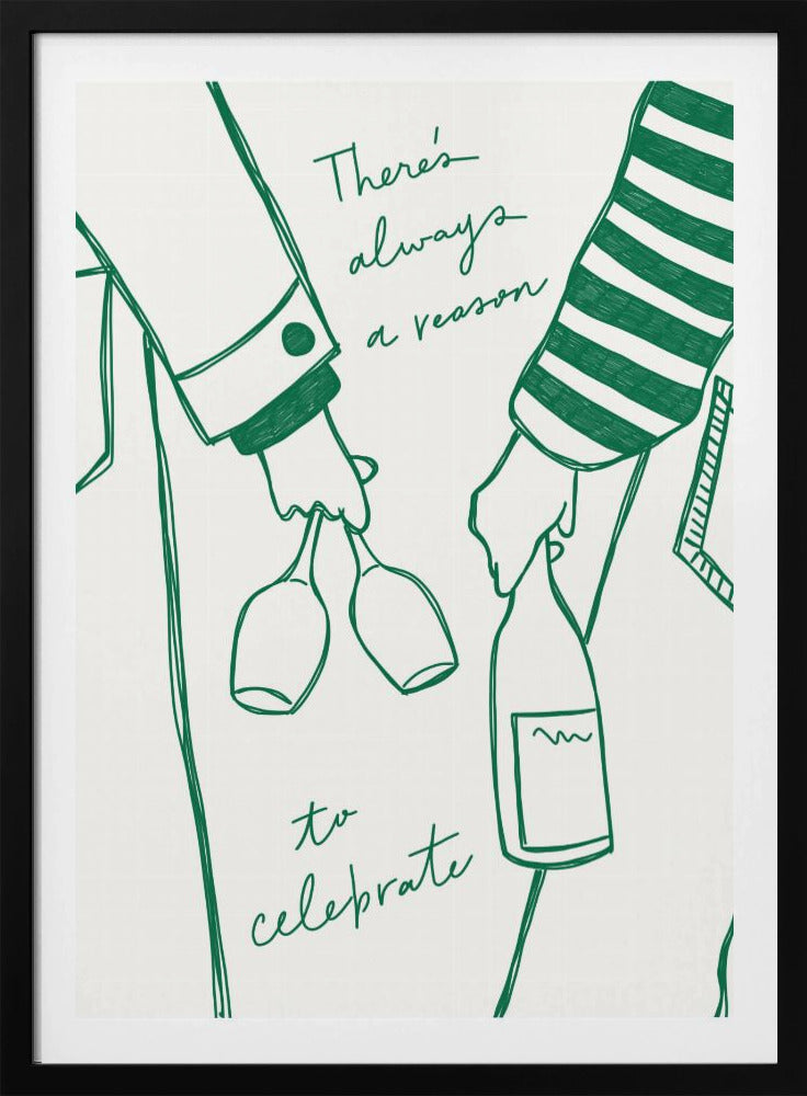 Kvinna som håller vinflaska och vinglas (Grönt) - Wine Vin Femme Vert | Poster