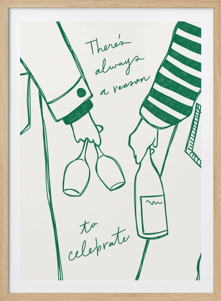 Kvinna som håller vinflaska och vinglas (Grönt) - Wine Vin Femme Vert | Poster