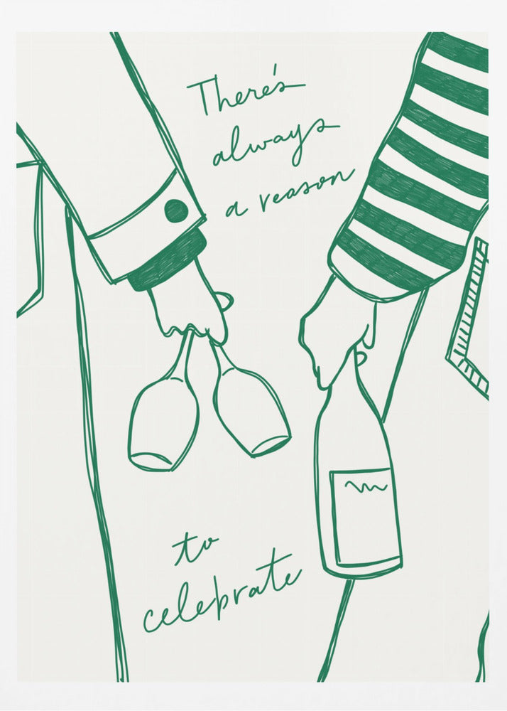 Kvinna som håller vinflaska och vinglas (Grönt) - Wine Vin Femme Vert | Poster