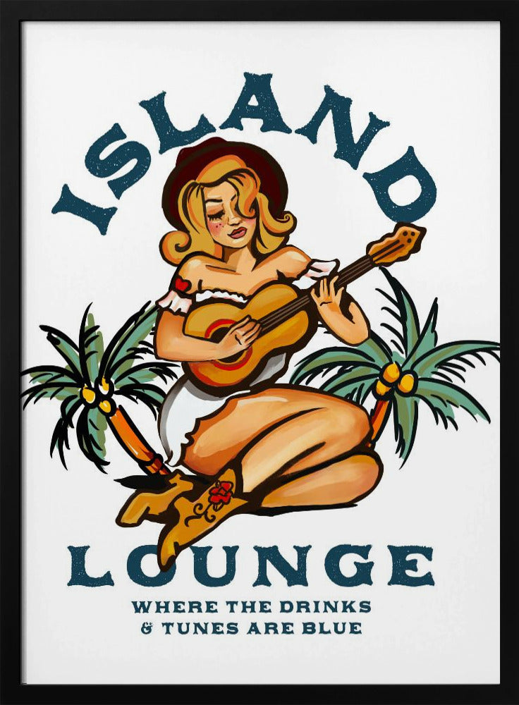 Island Lounge Tropisk pinuppa som spelar gitarr | Poster