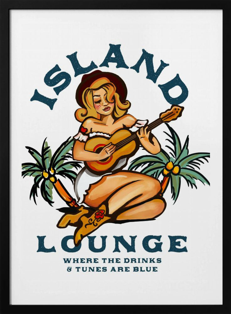 Island Lounge Tropisk pinuppa som spelar gitarr | Poster