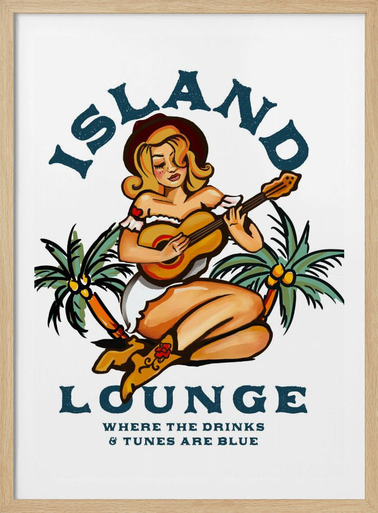 Island Lounge Tropisk pinuppa som spelar gitarr | Poster