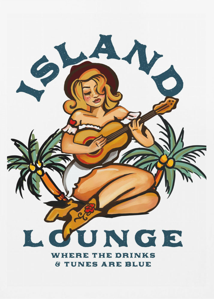 Island Lounge Tropisk pinuppa som spelar gitarr | Poster