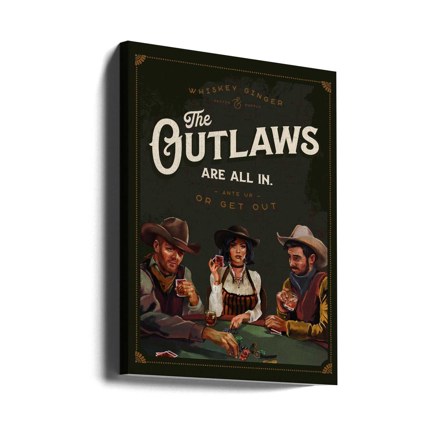 Outlaws Are All In Cool Cowboy Poker Konst | Canvastavla