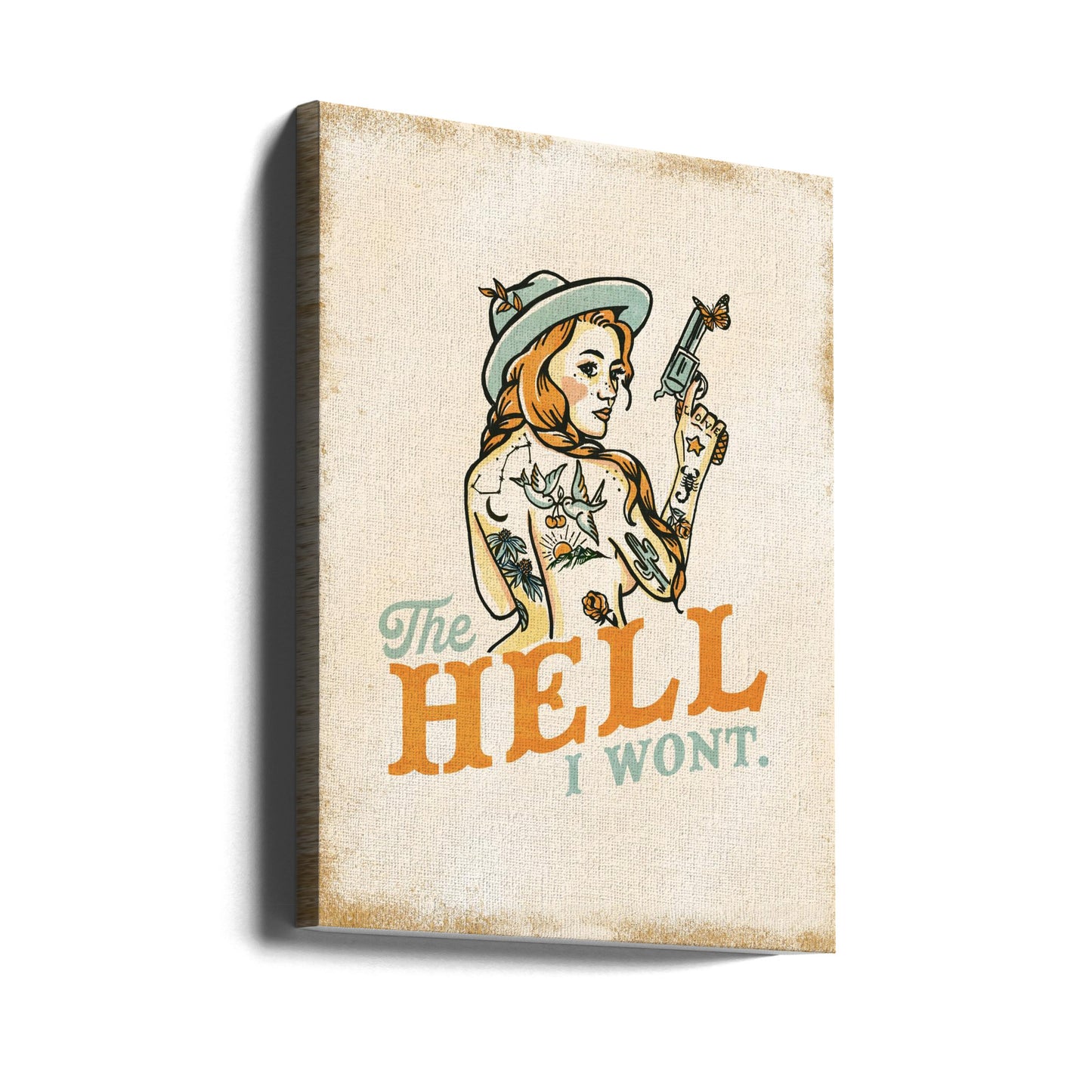 Helvete, jag kommer inte att göra fräck tatuering Pinup Girl | Canvastavla