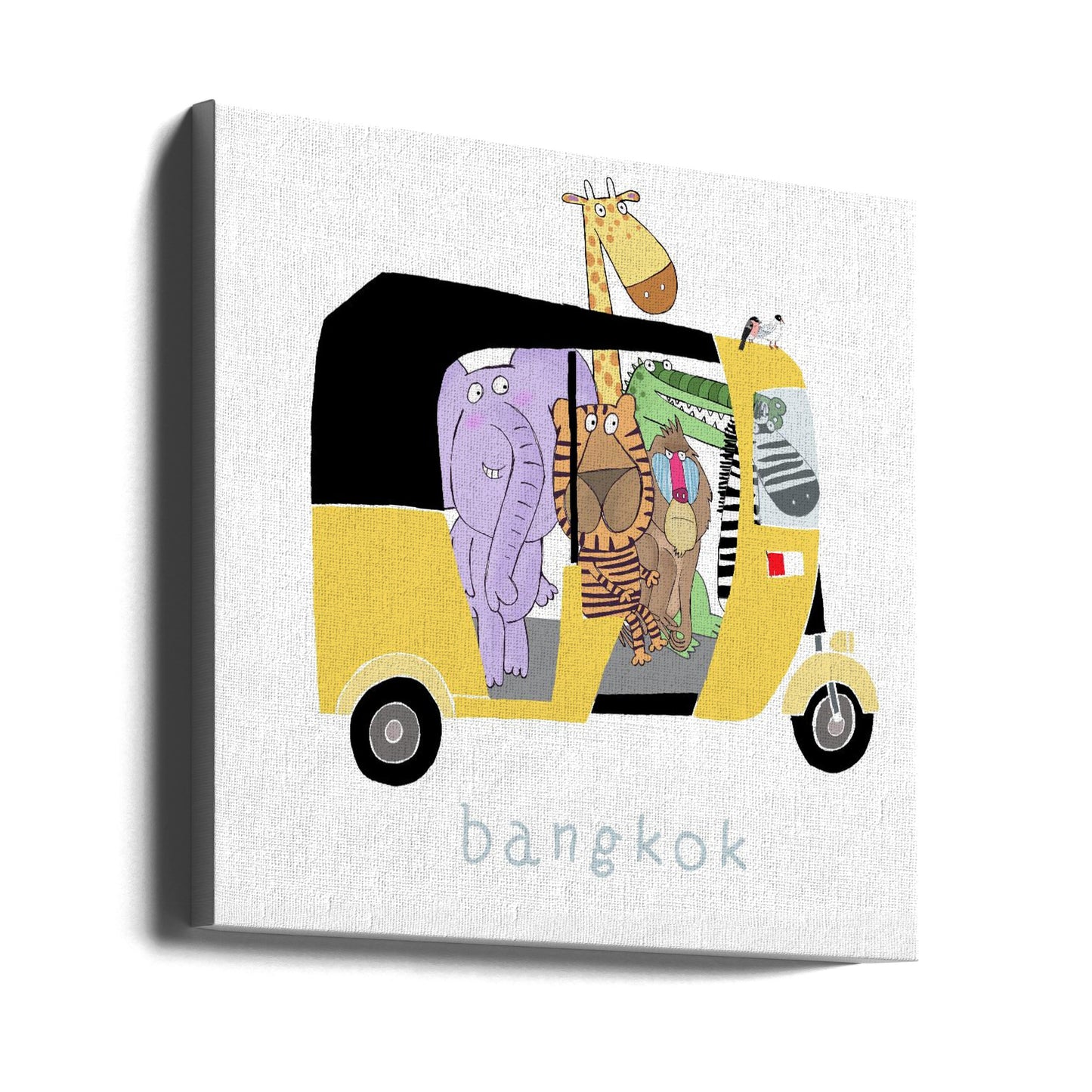 Djungeldjur tar en tur i en Bangkok Tuk Tuk av Carla Daly | Canvas