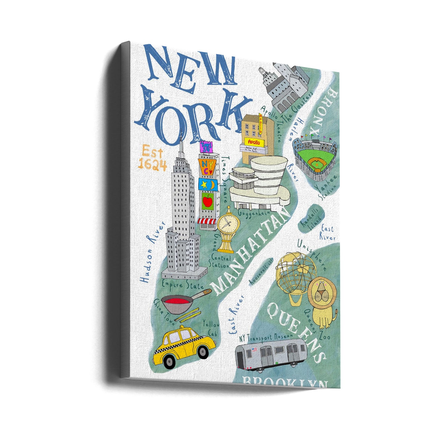 Illustrerad karta över New York av konstnären Carla Daly | Canvas