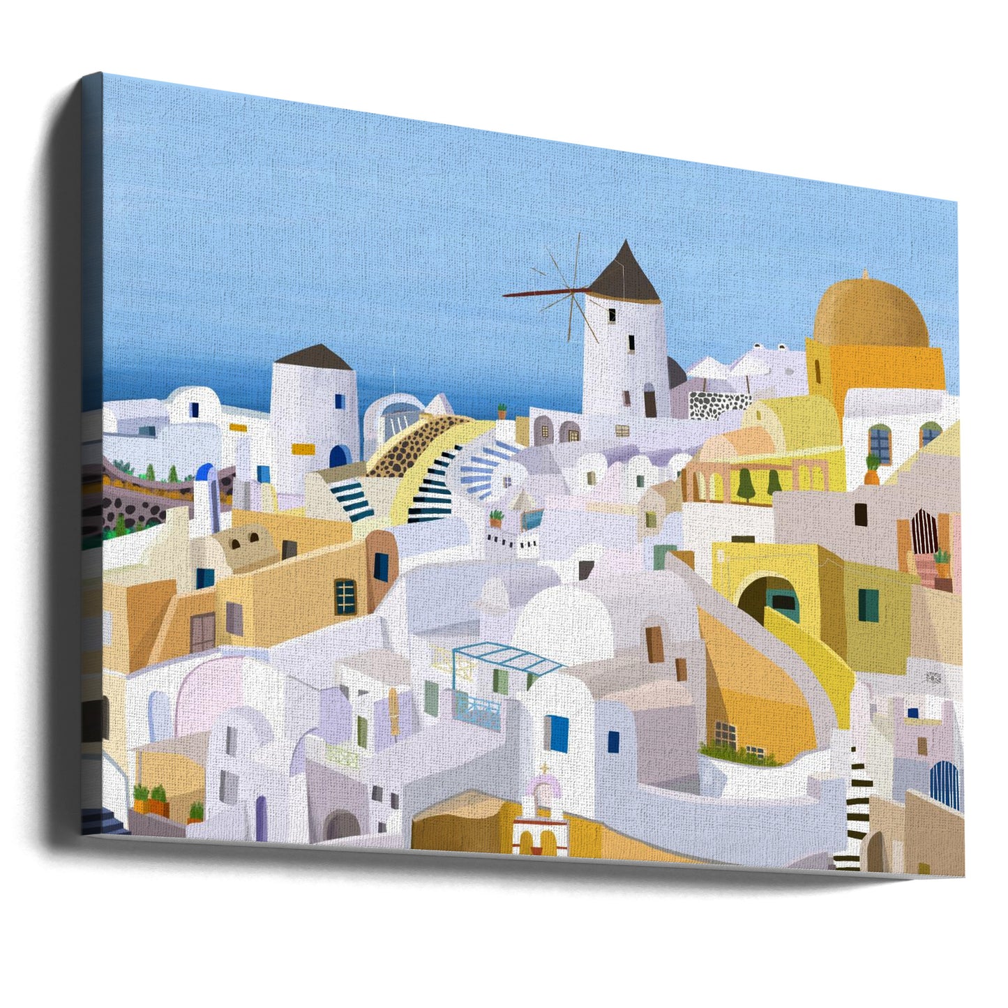 Santorini, gula och vita grekiska byggnader av konstnären Carla Daly | Canvastavla