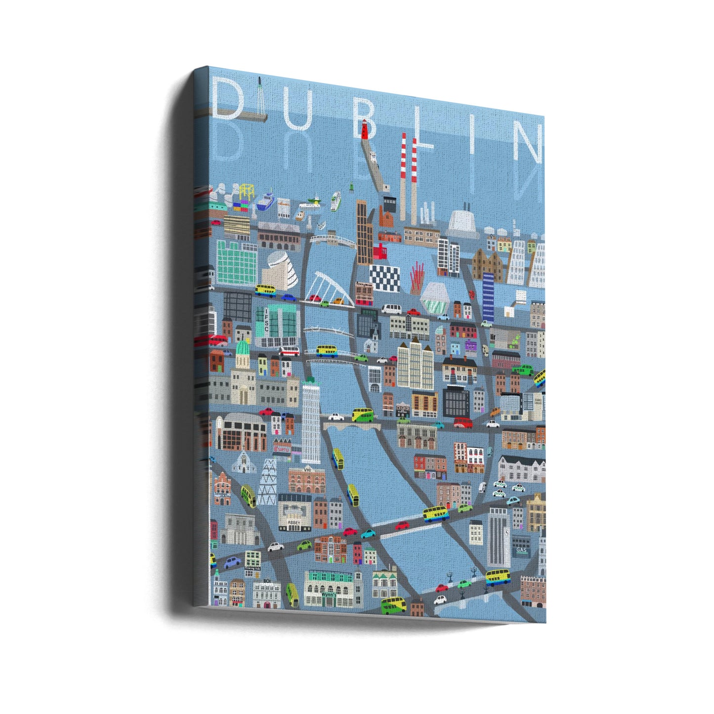 Illustrerad vy över Dublin City, Irland av konstnären Carla Daly | Canvastavla