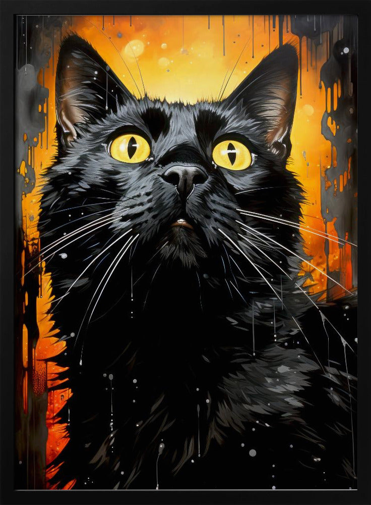 Svart katt Adam akvarell djurkonst | Poster