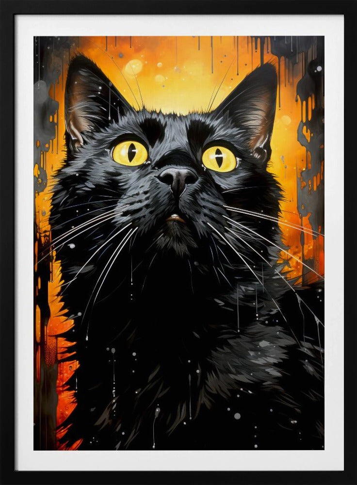 Svart katt Adam akvarell djurkonst | Poster