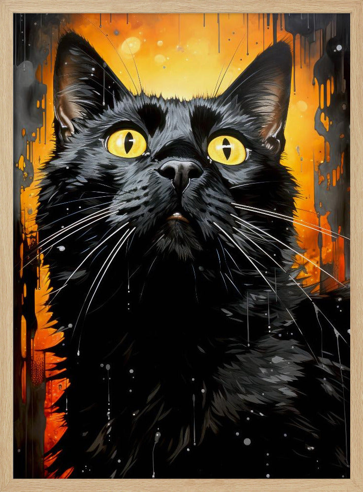 Svart katt Adam akvarell djurkonst | Poster