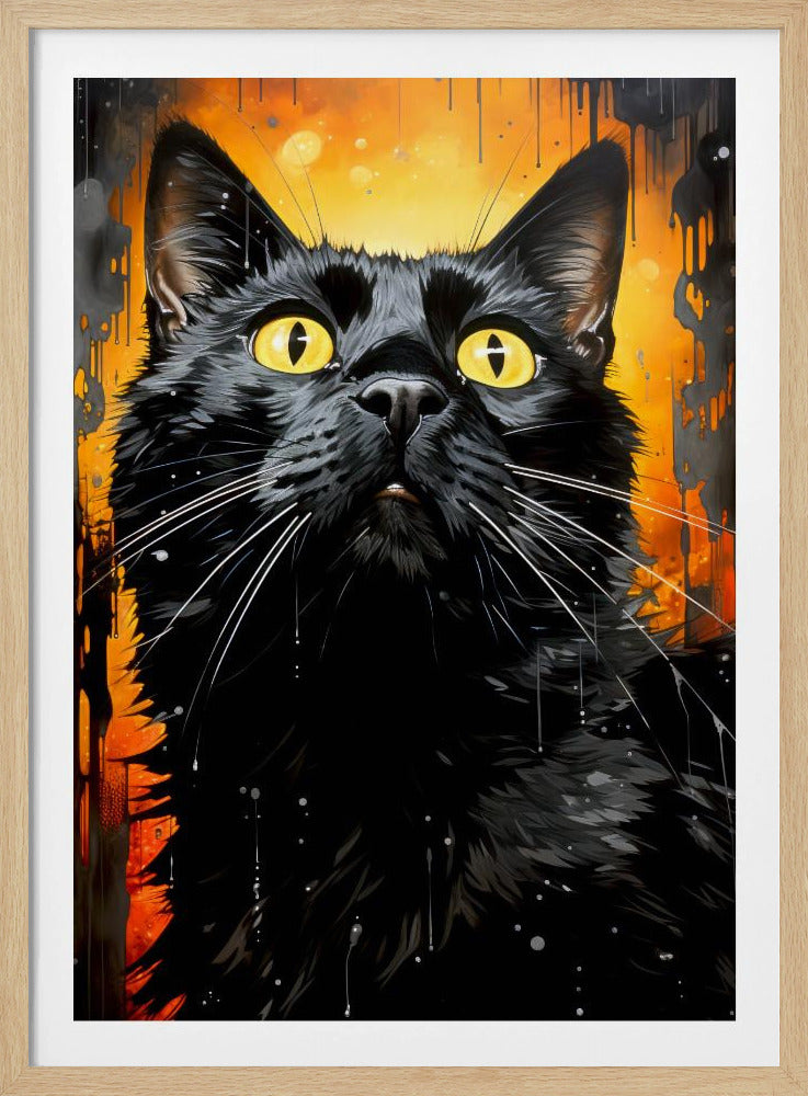 Svart katt Adam akvarell djurkonst | Poster