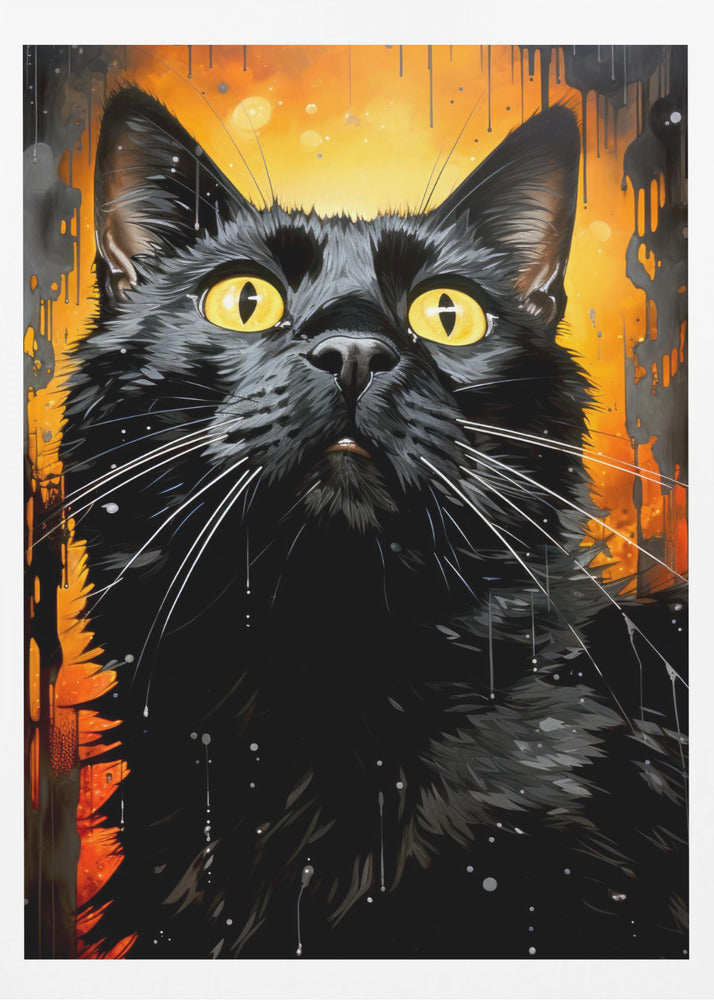 Svart katt Adam akvarell djurkonst | Poster