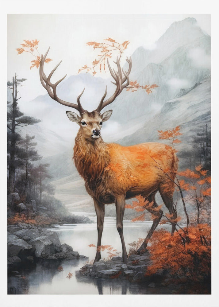 Deer Watercolor Animal Art | Poster