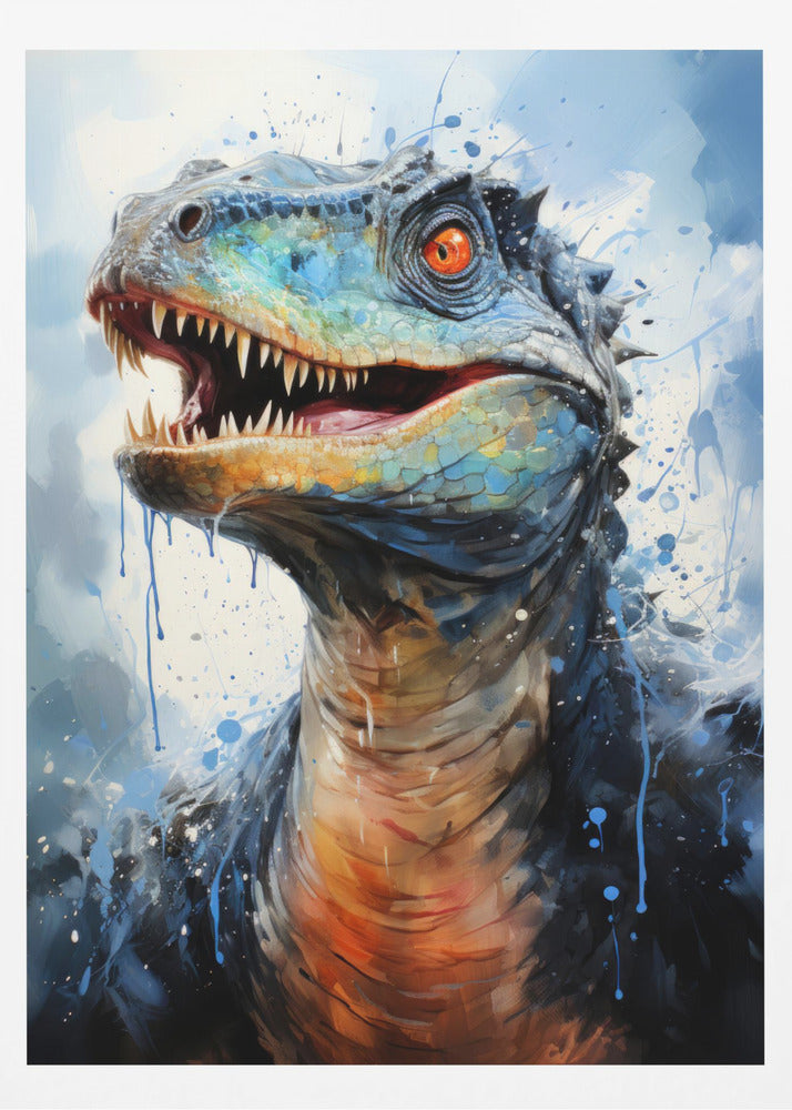Rebbachisaurus dinosaurie akvarell djurkonst poster |