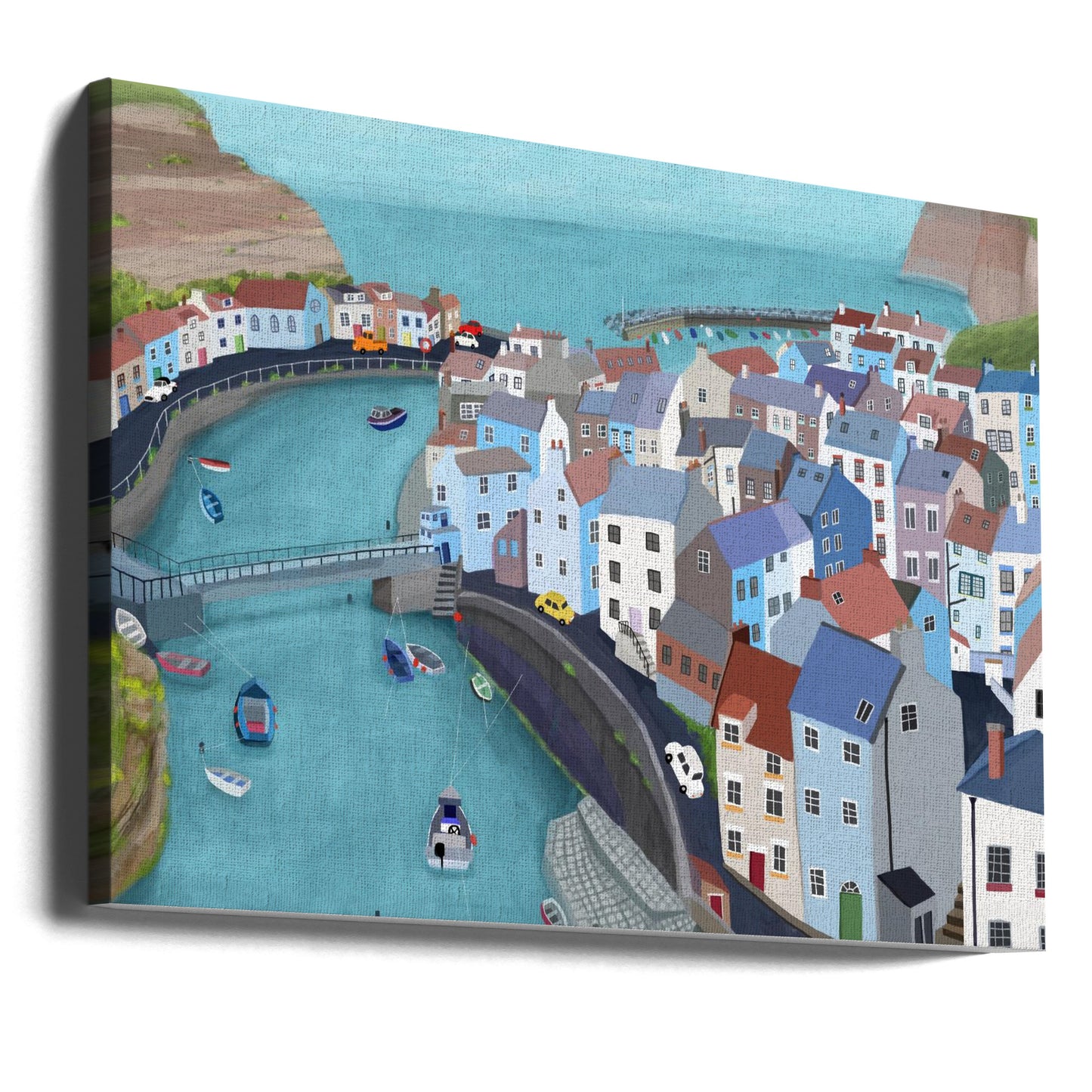 Flygfoto över Staithes, Storbritannien av konstnären Carla Daly | Canvastavla
