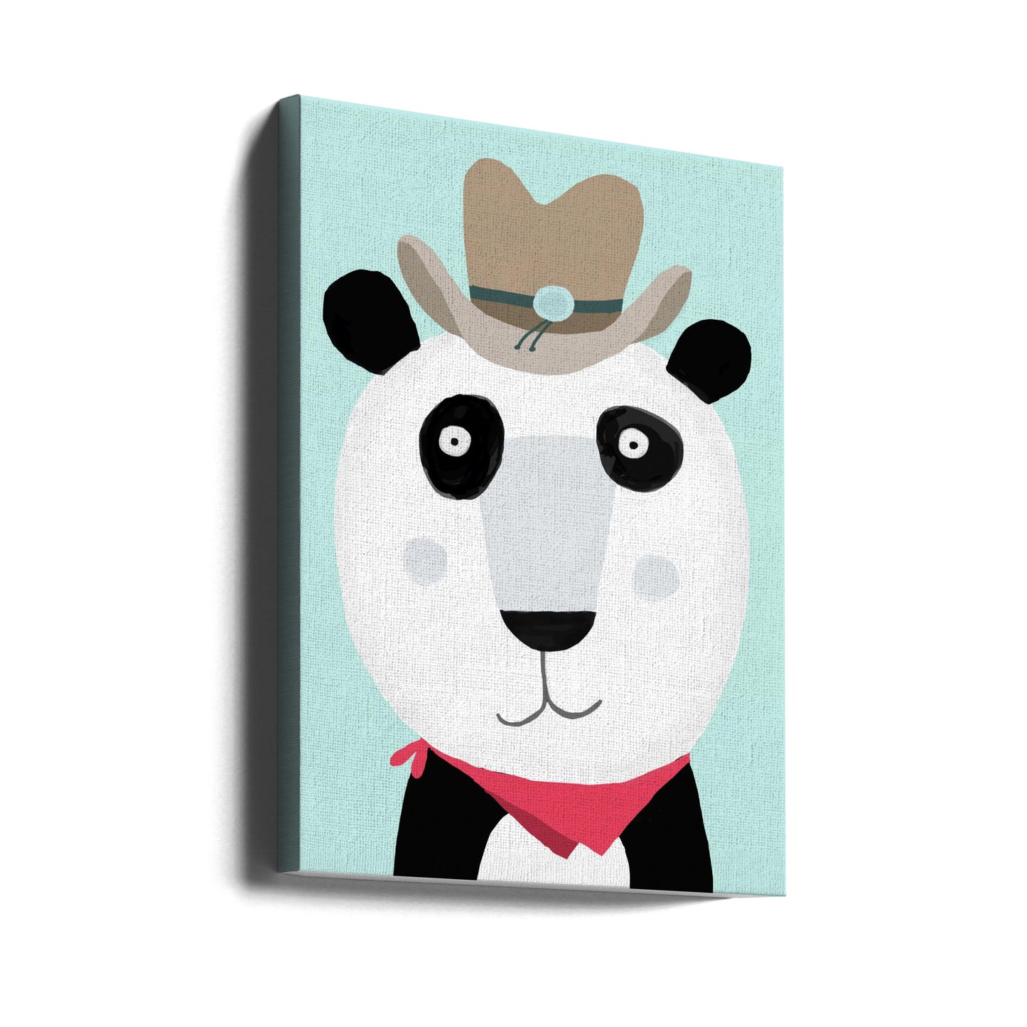 Rolig panda med cowboyhatt av konstnären Carla Daly | Canvastavla