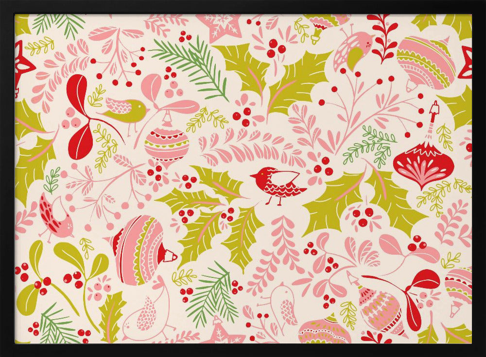 Wonderful ditsy holiday joy pink pattern | Poster