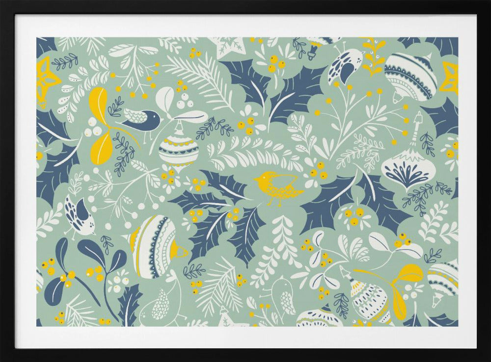 Wonderful ditsy holiday joy mint pattern | Poster