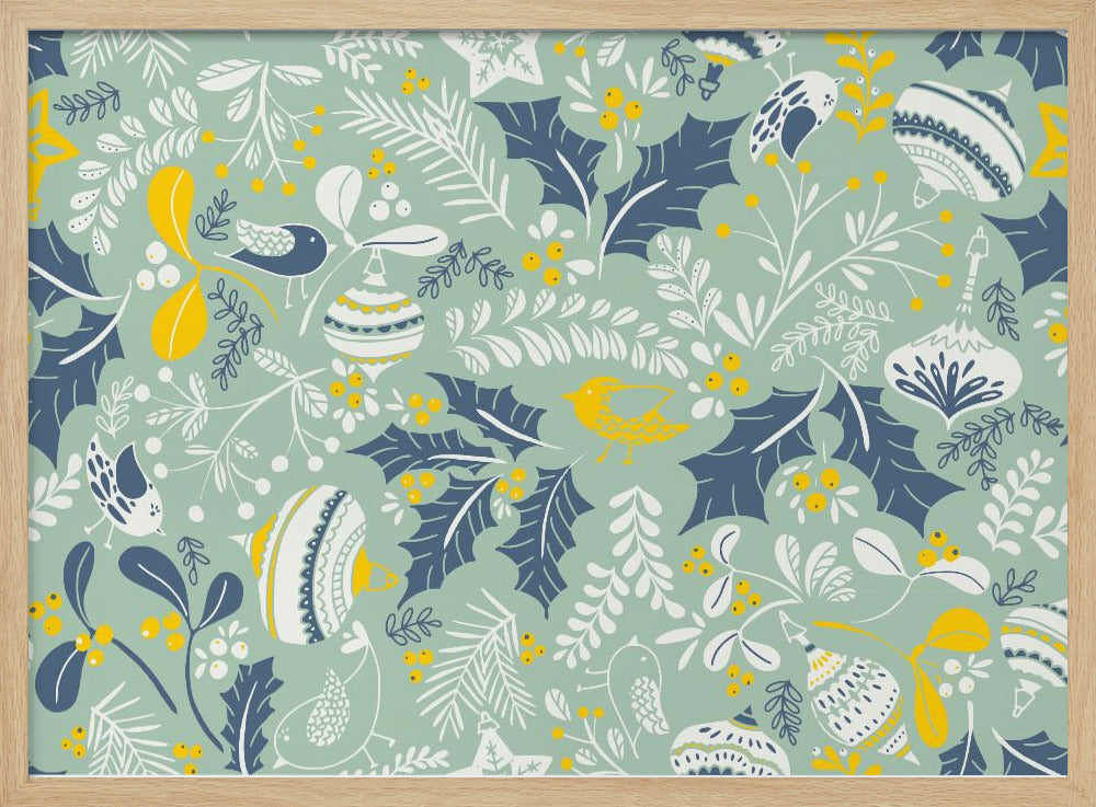 Wonderful ditsy holiday joy mint pattern | Poster