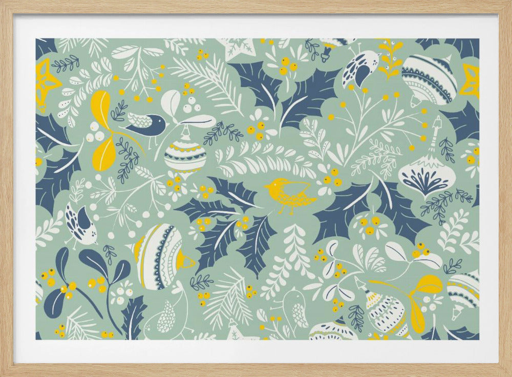 Wonderful ditsy holiday joy mint pattern | Poster