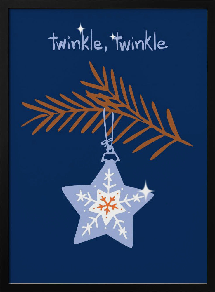 Glad glittrande julstjärna blå | Poster
