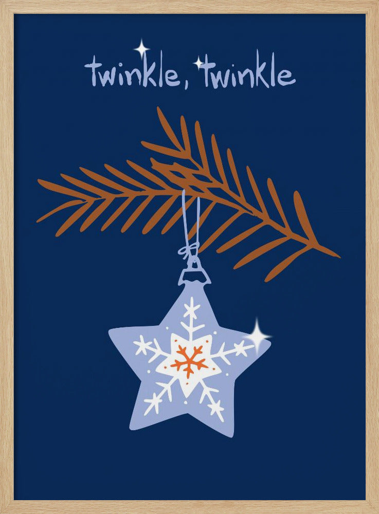 Glad glittrande julstjärna blå | Poster