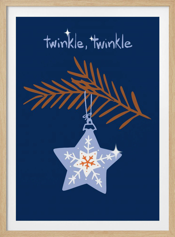 Glad glittrande julstjärna blå | Poster