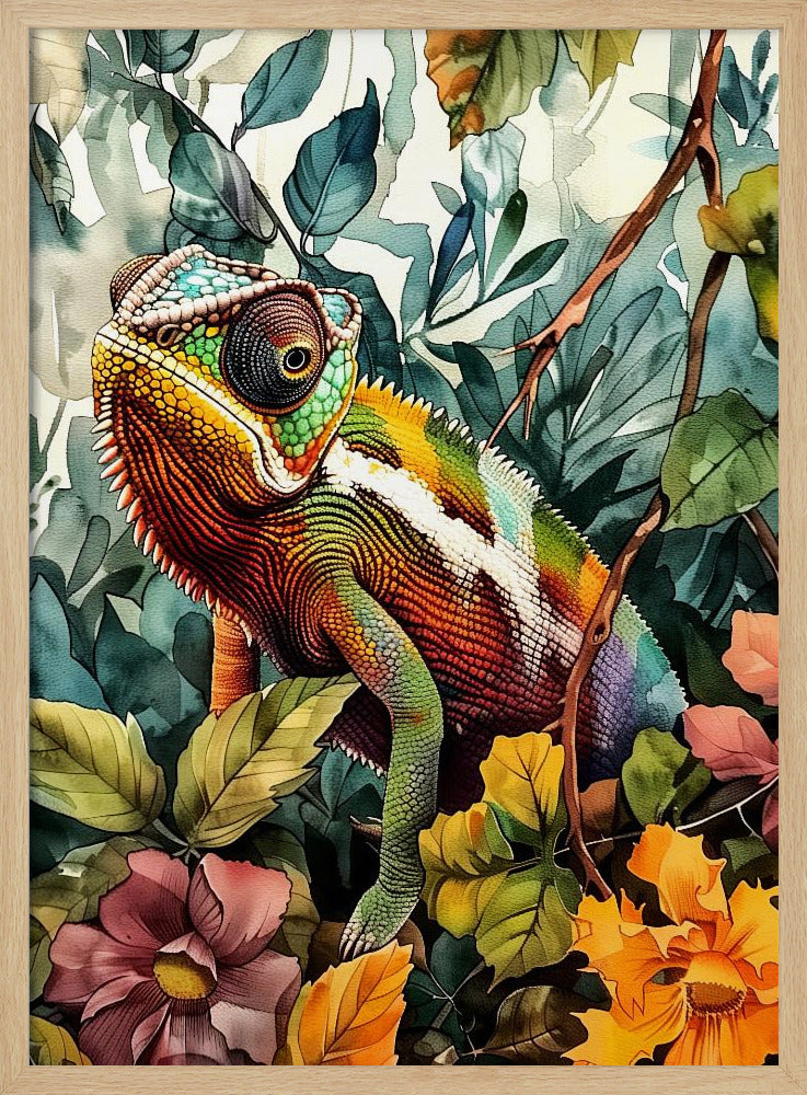 Akvarell djurkonst med kameleont 4 | Poster
