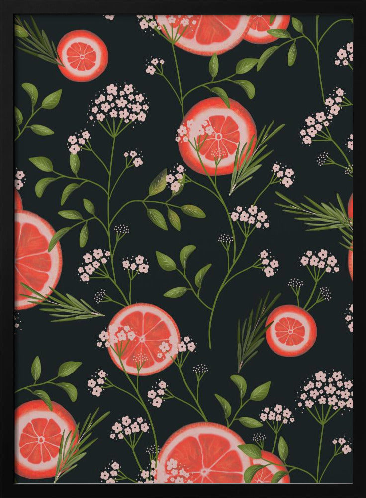 Fläderblommor och apelsiner svarta 2 | Poster