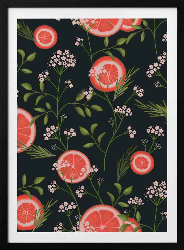 Fläderblommor och apelsiner svarta 2 | Poster