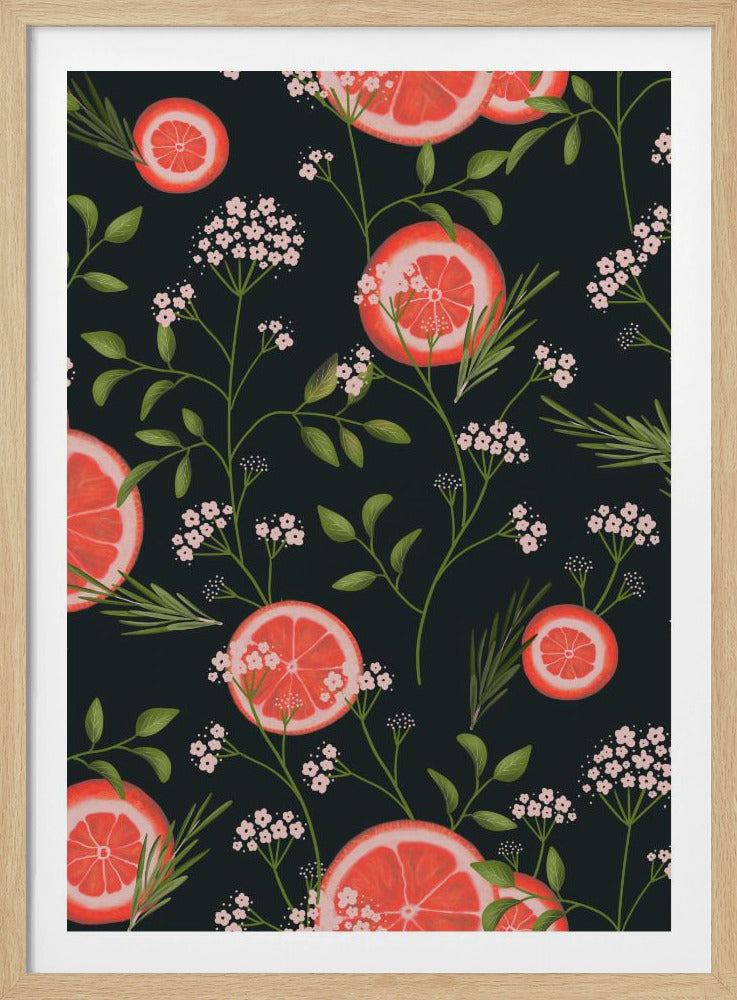 Fläderblommor och apelsiner svarta 2 | Poster