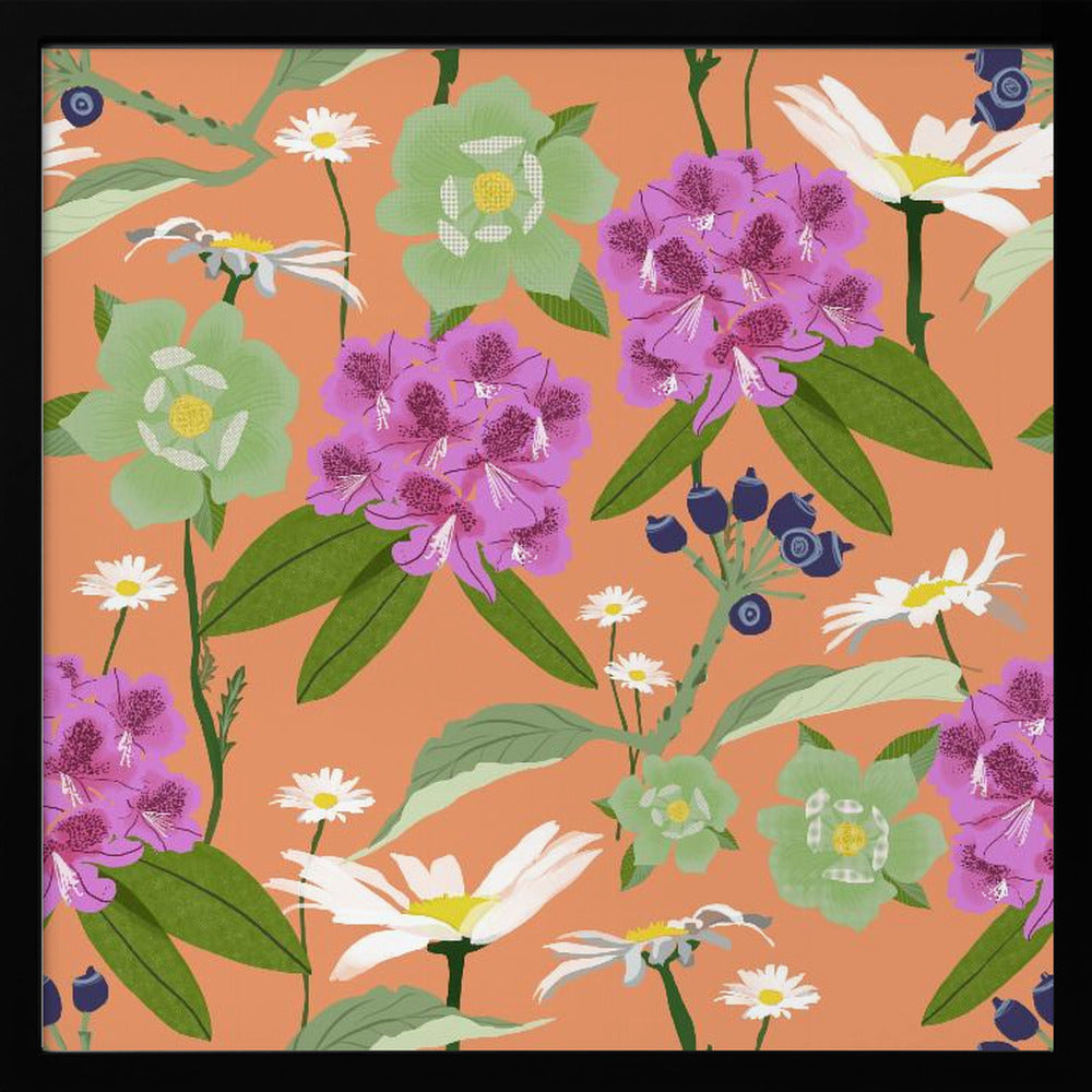 Rhododendron och prästkragar | Poster